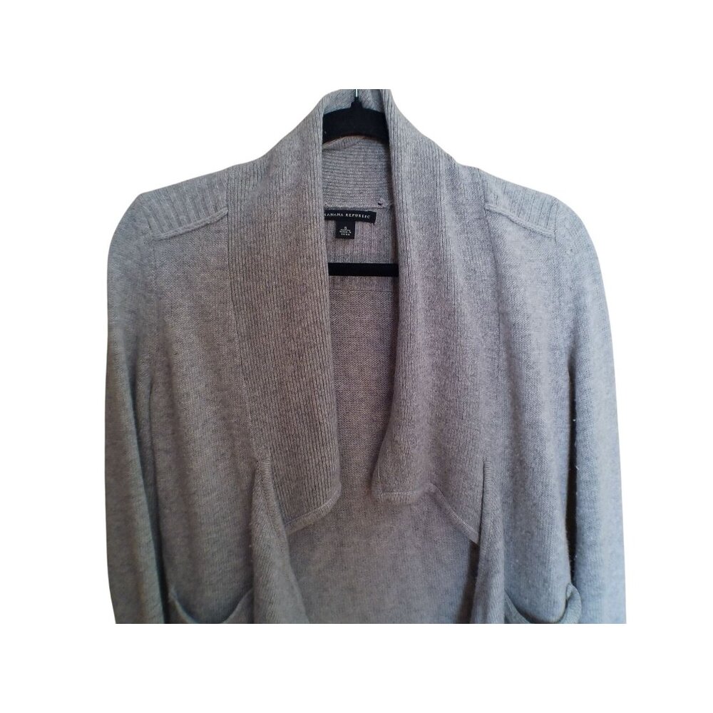 Banana Republic 45% Wool, 25% Viscose Open Water Fall Gray Cardigan Size Small - Picture 5 of 9